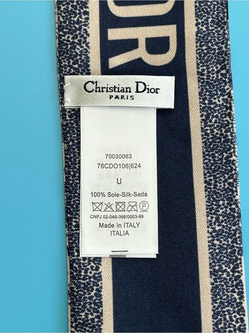 Christian Dior Toile de Jouy Sauvage Mitzah Silk Twill Scarf Navy Ivory
